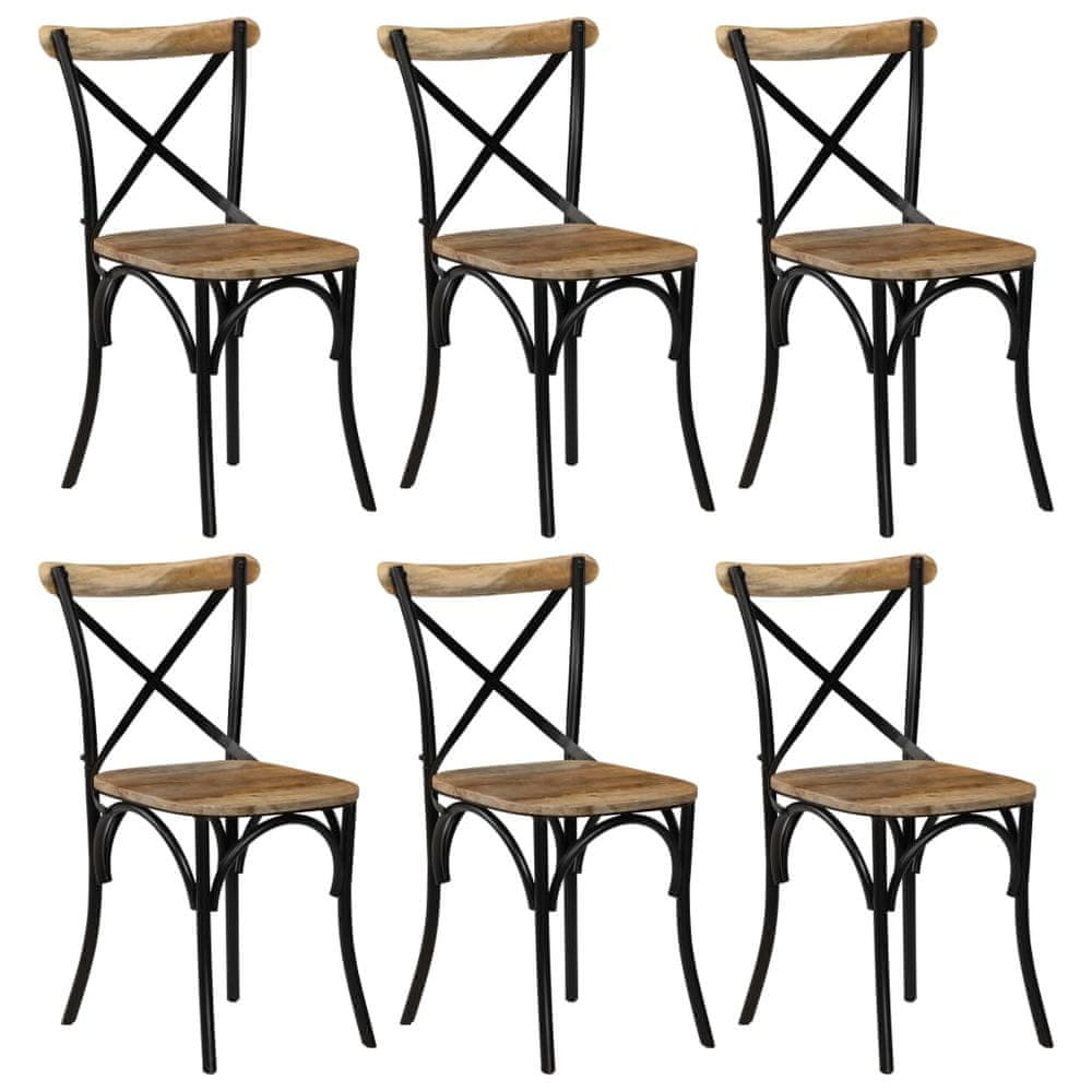 Vidaxl Jedálenské stoličky s krížovým operadlom 6 ks čierne mangovníkové drevo